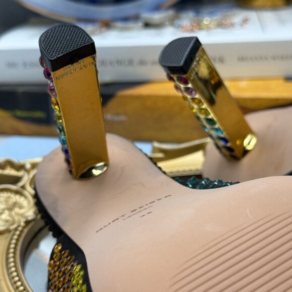 🆕 KURT GEIGER LONDON 🧿 NWOB Mayfair Rainbow Crystal High Mule Heel, Sz 36 US 6 - Picture 15 of 16
